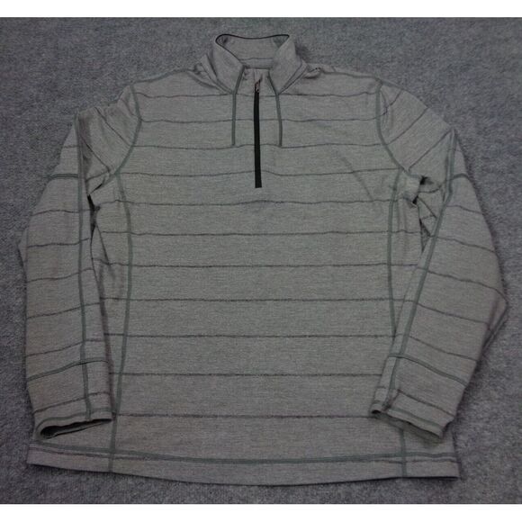 Lululemon Surge Warm Half Zip Pullover Shirt Mens L Gray Striped Long Sleeve - Picture 1 of 11